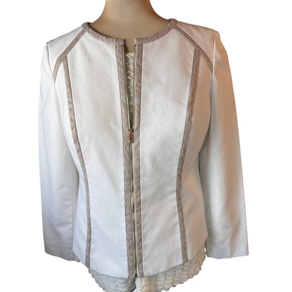 Calvin Klein Jackets & Blazers - Calvin Klein White Zip-Front Blazer Jacket sz 12 – Tailored, Chic & Versatile